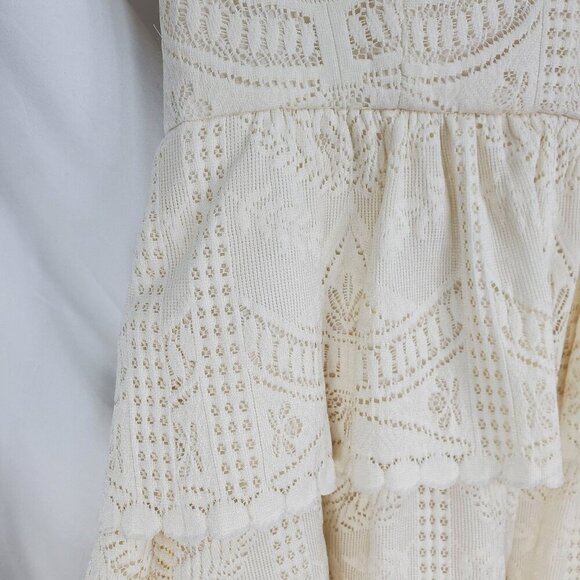 BCBGMAXAZRIA Women's Beige Mini Dress Scarlett Tiered Eyelet Size 06 (C-7) - Picture 8 of 15